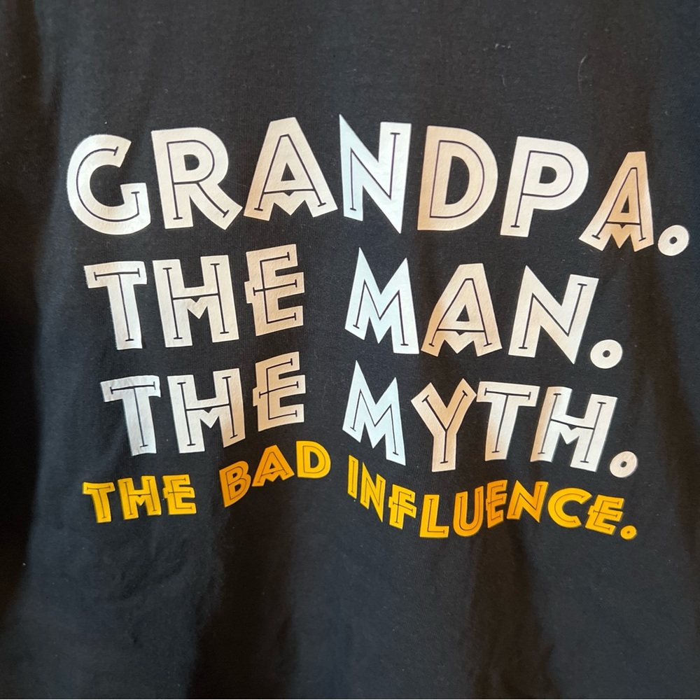 Black Graphic T-Shirt - Grandpa The Man The Myth - Picture 2 of 4